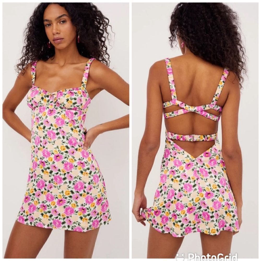 NEW For Love and Lemons June Mini Dress Pink Floral Size XL